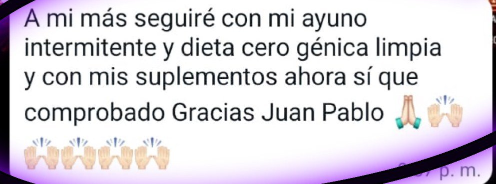 Mensaje de Alicia agradeciendo a Juan Pablo