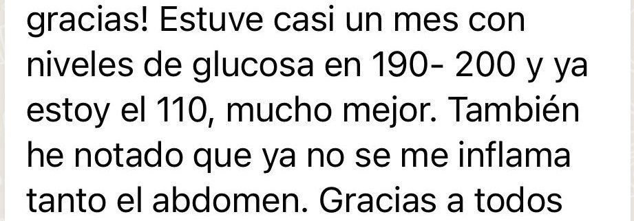 Mensaje de una clienta sobre su glucosa